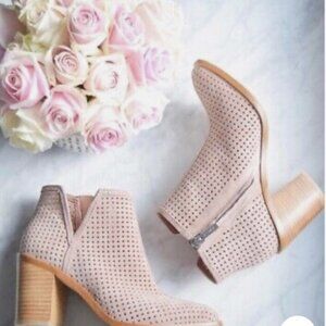 1state Larocka Perforated Leather Western Boot Blush Pink (sz 8)